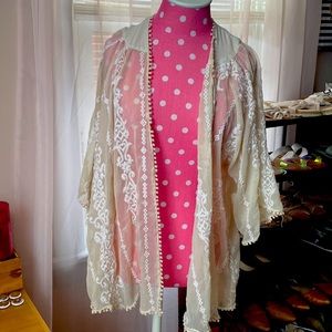 Cream white ivory lacy cardigan